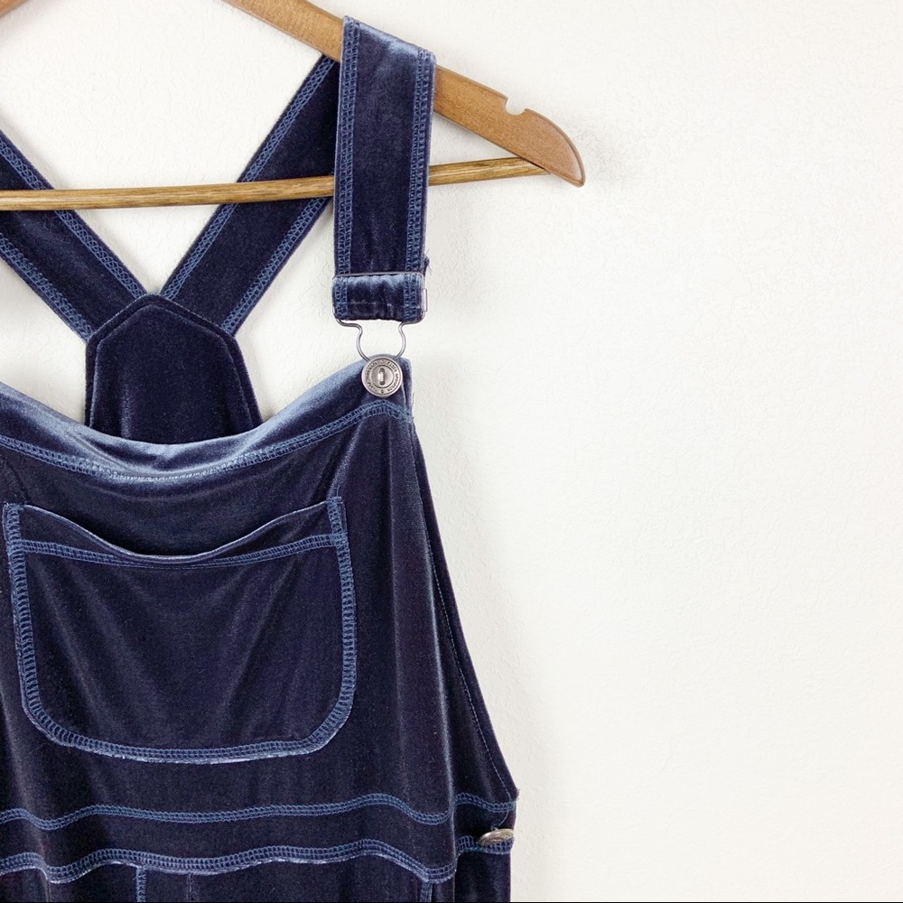 Vintage Carol Anderson Gray Blue Velvet Overalls - Picture 4 of 7